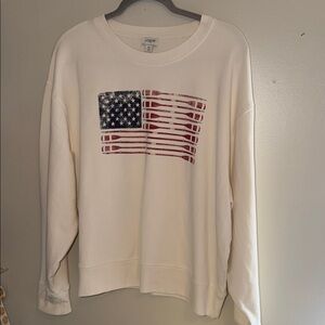J. Crew Cream Coastal Patriotic Sweatshirt with Paddle Flag Graphic